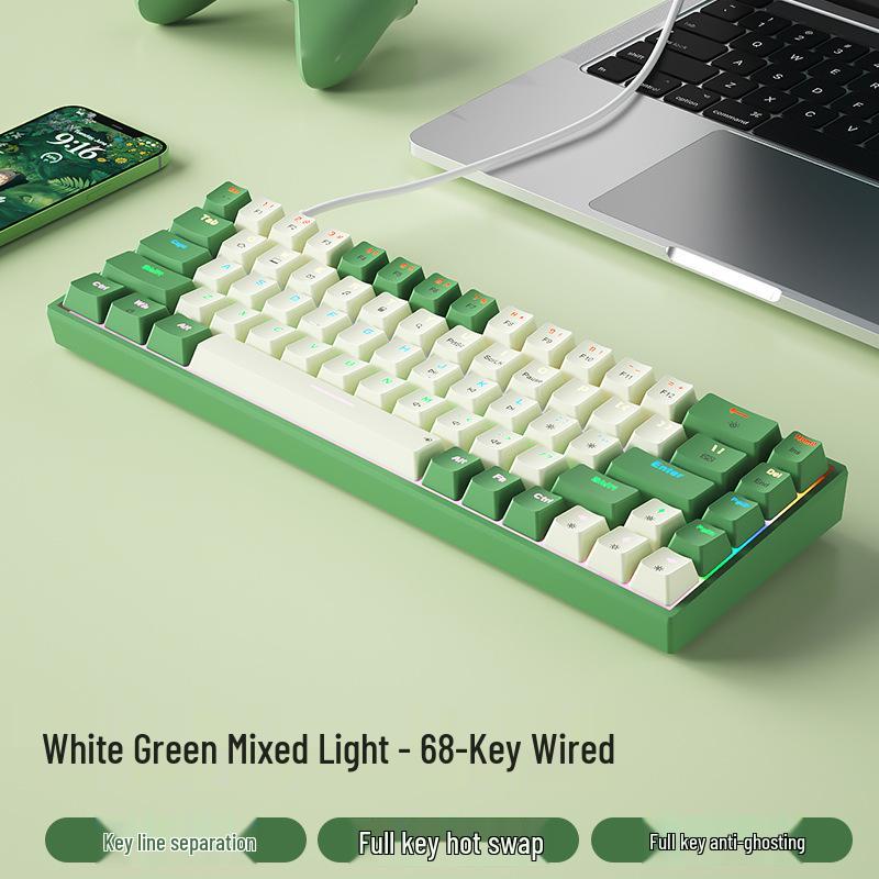 BOW Hot-Swappable Wired Mechanical Gaming Keyboard - Red/Brown Switch, 68-Key Compact Design