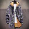 Winter British Style Hooded Zip Up Cotton Jacket Teens Streetwear 3D Print Fleece Lined