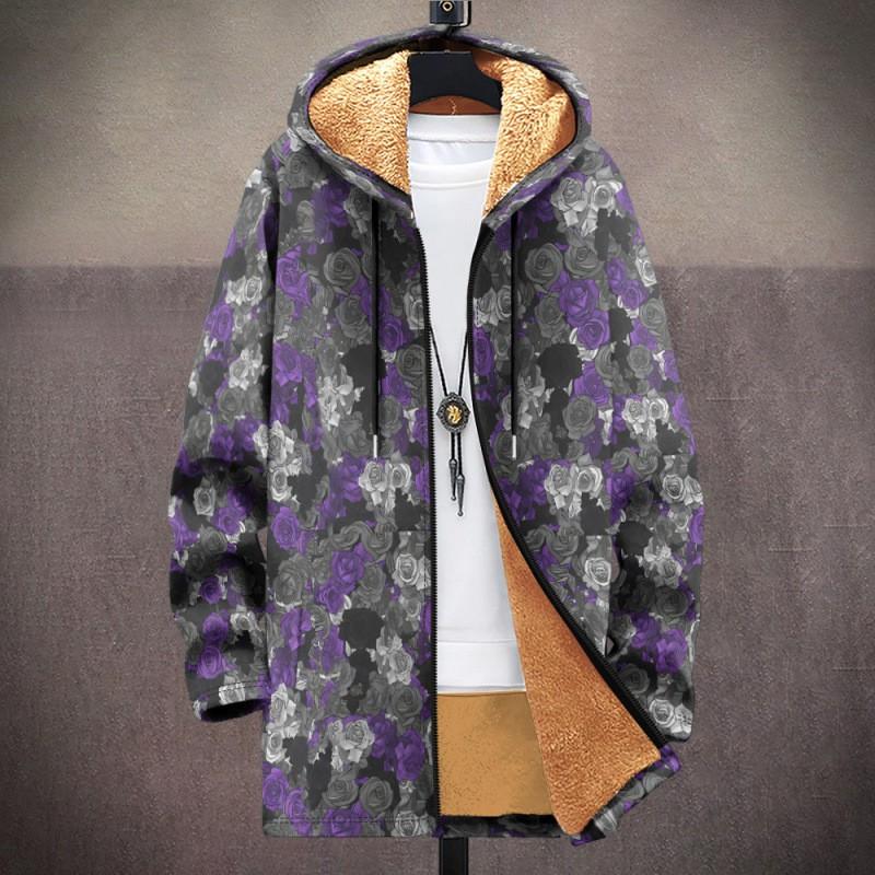 Winter British Style Hooded Zip Up Cotton Jacket Teens Streetwear 3D Print Fleece Lined