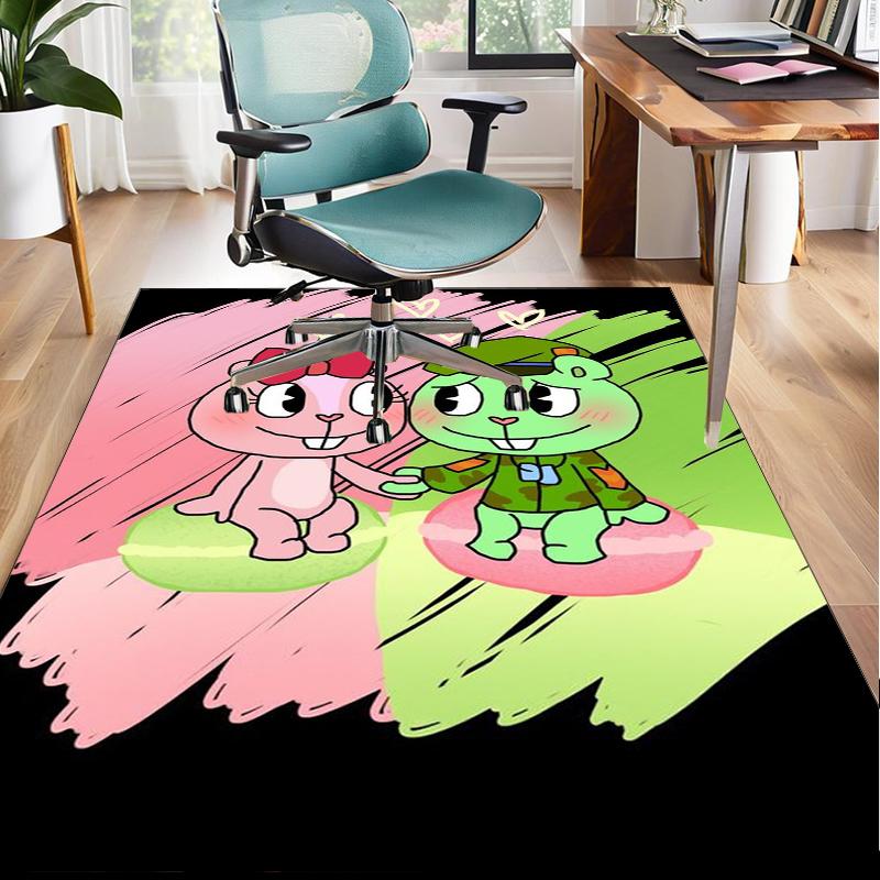 Happy Tree Friends Anniversary Office Rug Chair Mat, Game Carpet, Suitable for Front Door, Bedroom, Living Room, Desk, Holiday Gift