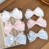 Lace Stripe Satin Bow Hair Clip Heart Rhinestone Barrettes Women Daily Wedding Party Hair Accessories Hair Clips ForWomen