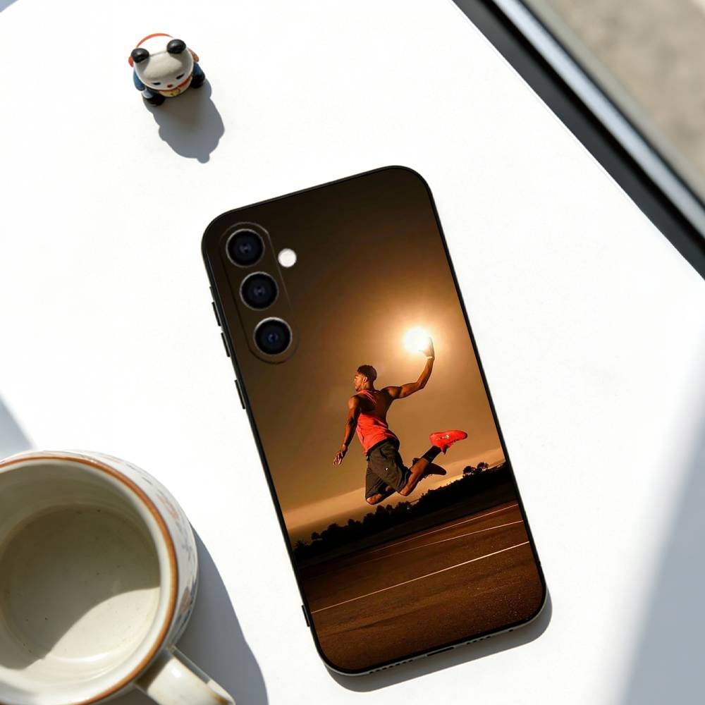 Sunset Basketball Phone Case Black Silicone Soft For Samsung Galaxy A73,A72,A71,A70,A53,A52,A51