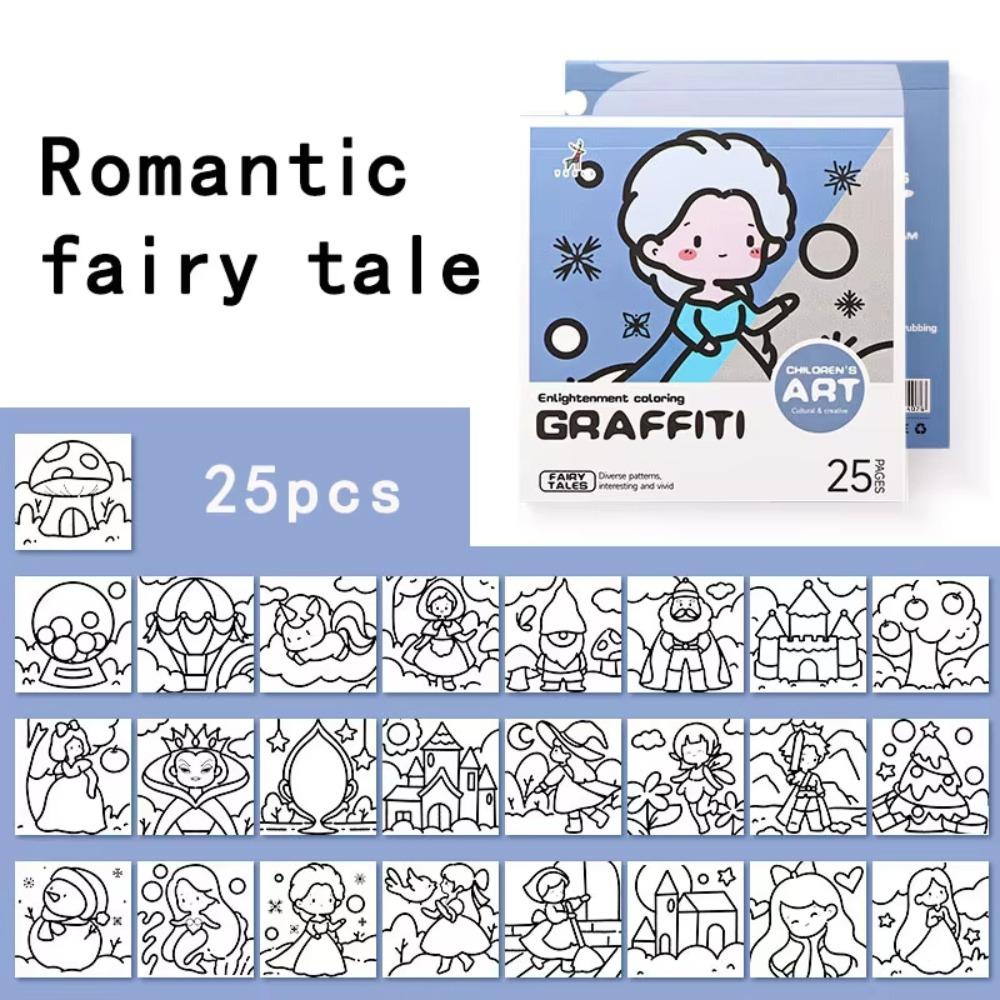 Portable Cartoon Coloring Book 25Sheets Painting Album Graffiti Coloring Books  Creative Learning