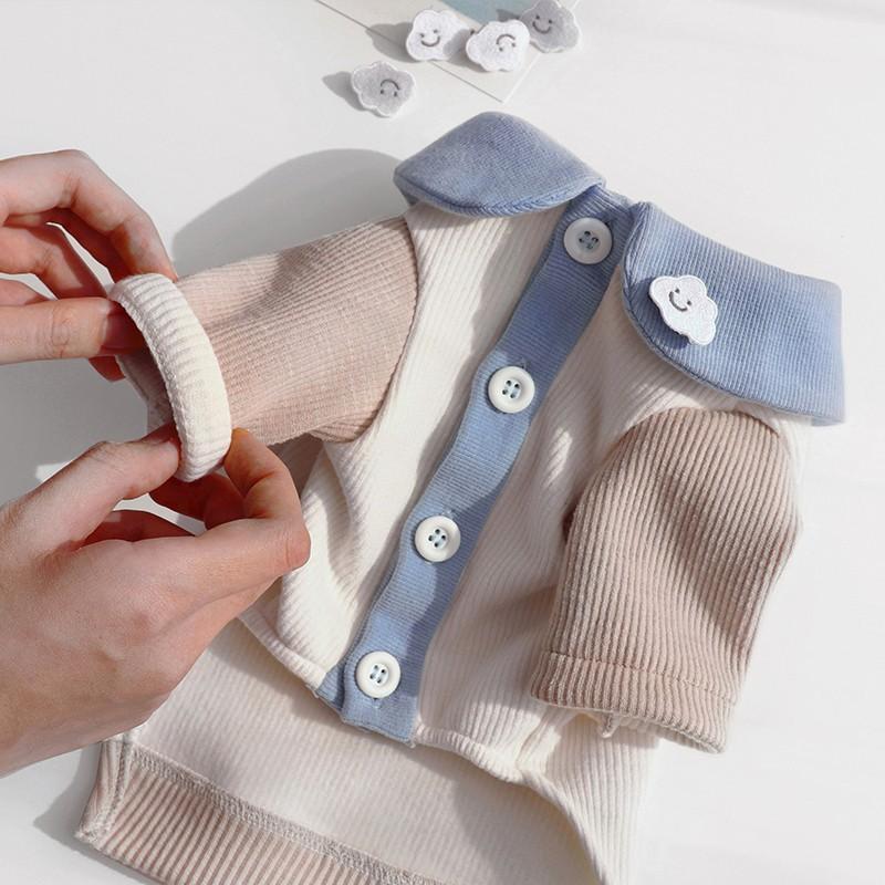 

Puppy Dog Spring and Autumn Bottom Shirt Teddy Clothing Bigbear Cat Pomeranian Two-legged Clothing Small Puppy Pet Clothing S (recommended weight 3-2.5 kg) синий