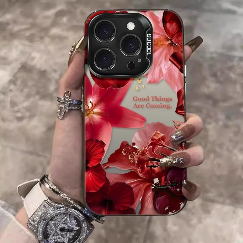 

Red Cherry Blossom Phone Case For iPhone 17 Air 16 15 14 13 12 11 Pro Max 15 16 Plus 16E X XR XS Shockproof Matte Back Cover iPhone XR