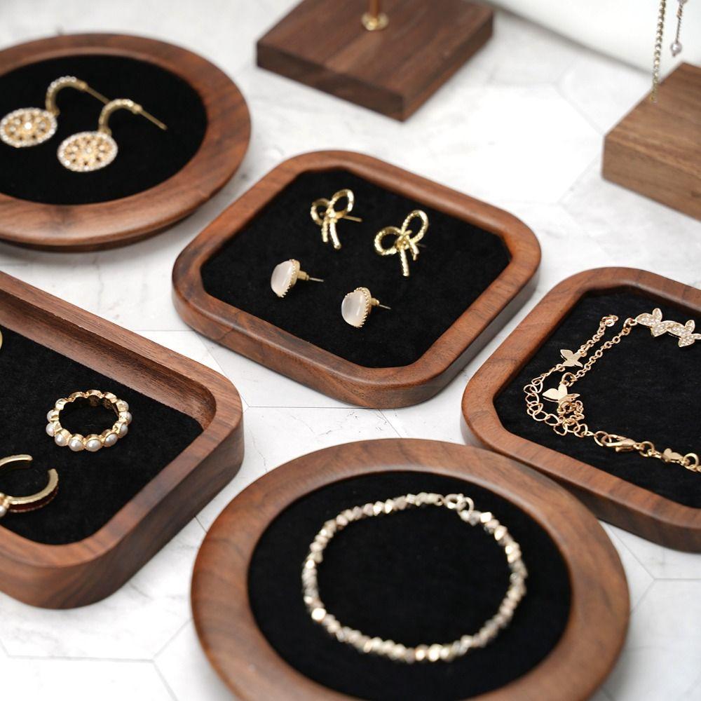 Exquisite Earrings Display Tray Geometry Ring Earring Holder Simple Wood Rings Tray  Home