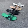 Fashion Slippers Women Luxury Rhiestone Ladies Flat Beach Shoes for Women Design Slide Female Slides Woman 2024 Summer Slipper Shoe