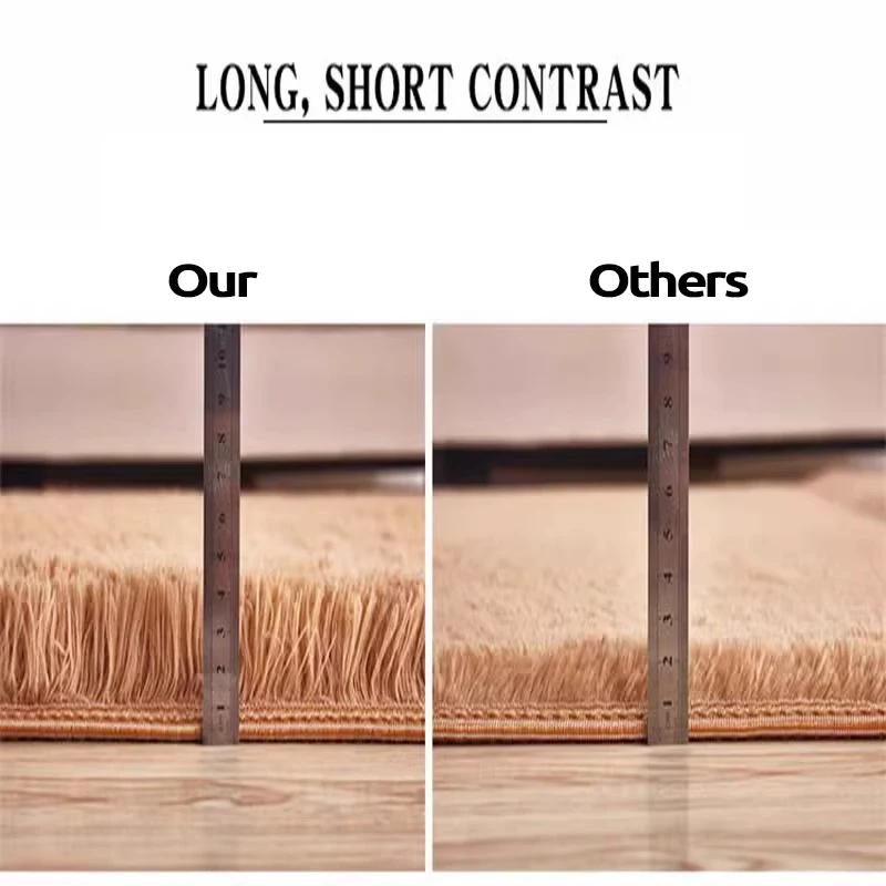 Shaggy Area Gray Rug For Living Room Super Soft Long Pile Bedroom Carpet Non-Slip Children's Home Decor Fluffy Bedside Floor Mat