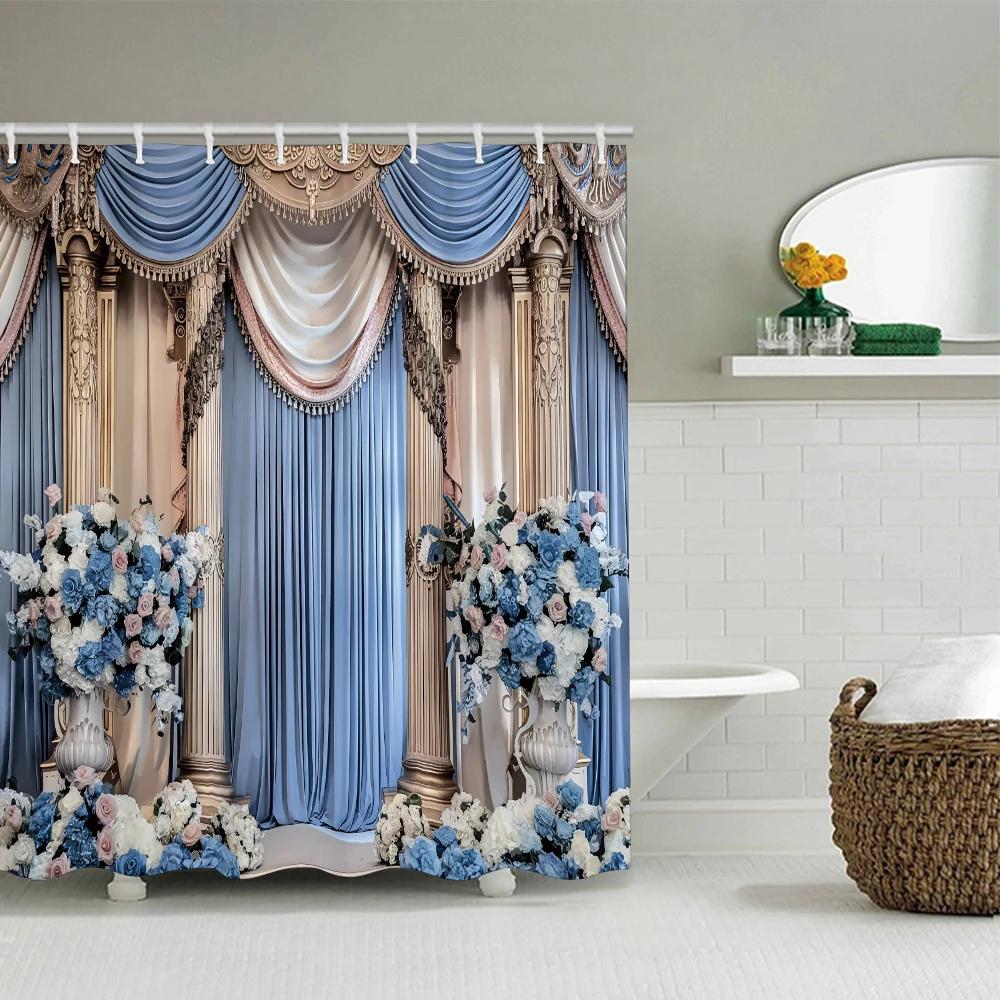 Inomhusdraperi badrum fyrdelars set - Avantgardin vattentätt duschdraperi, skapar en komplett badrumssvit