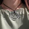 New Ethnic Retro Sliver Color Irregular Geometry Multi-layer Hollow Ring Pendant Black Rope Chain Necklace for Women Men Jewelry