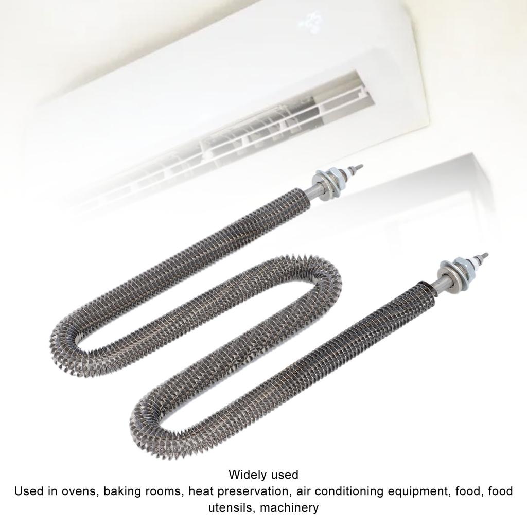 Finned Heating Element W Type 3500W M18 X 25 Stainless Steel Electric Heat Tube for for Ovens Baking Air Conditioning AC 380V