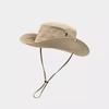 WTEMPO Solid Color Windbreak Rope Sun Hats Couple Spring Summer Hiking Breathable Hats Outdoor Fishing Travel Cowboy Bucket Sun Hats