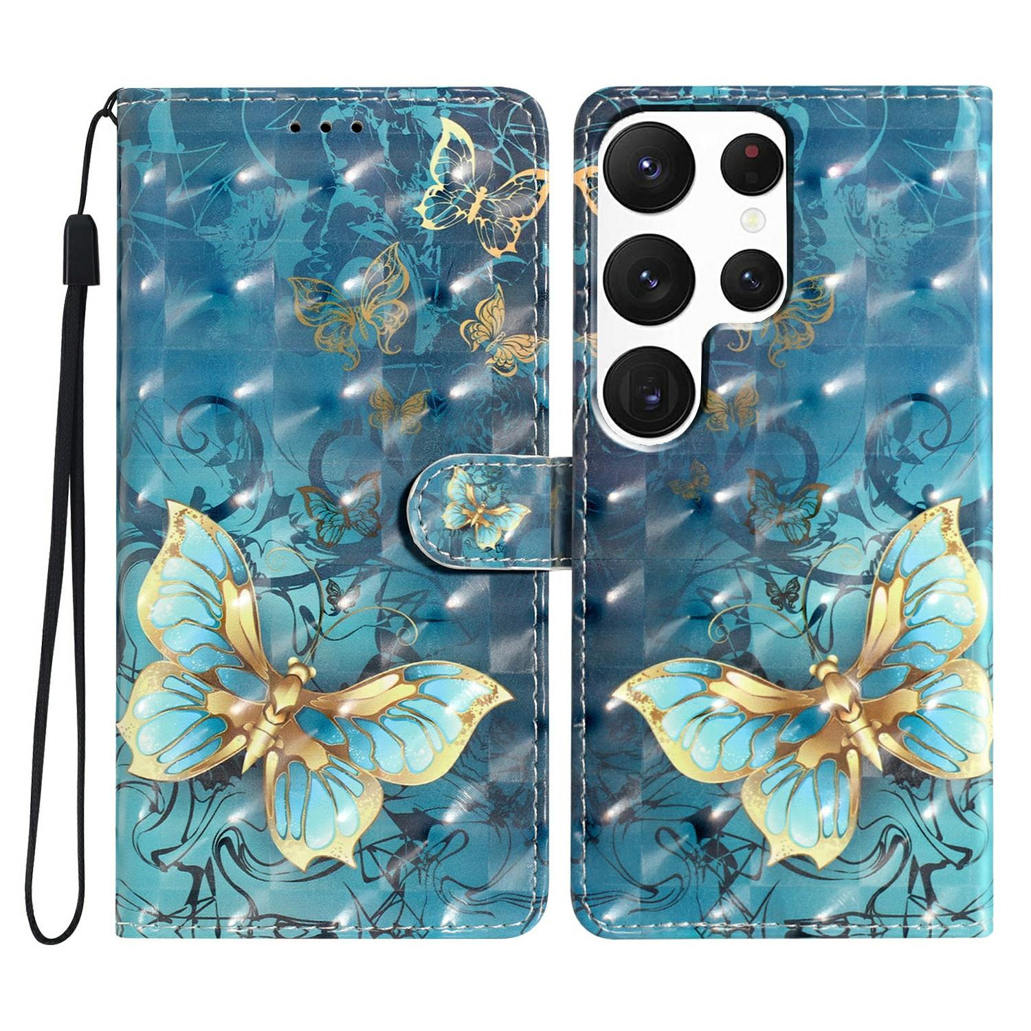 

Для Samsung Galaxy S25 Ultra Чехол из ПУ кожи 3D печать рисунка Кошелек Чехол для телефона Butterfly