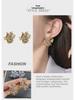 Elegant 2024 South Korea Dongdaemun Copper-Plated Gold Earrings with Zircon Inlay for Women