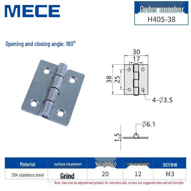 304 Stainless Steel Thickened Cabinet & Wooden Door Hinges