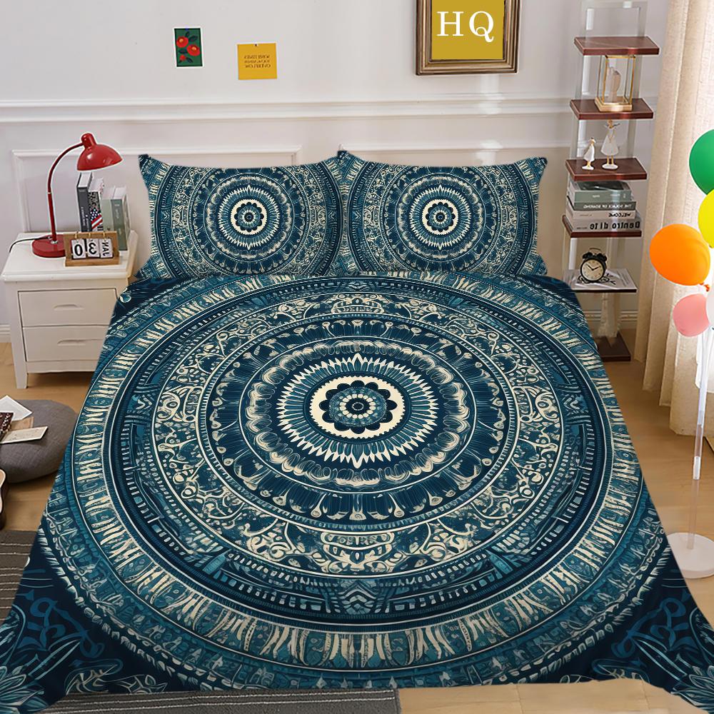 Set cuvertură de plapumă de lux Lenjerie de pat pentru acasă Cuvertură de pat cu imprimeu Mandala Husă de pilota de înaltă calitate Decor de dormitor de o singură dimensiune