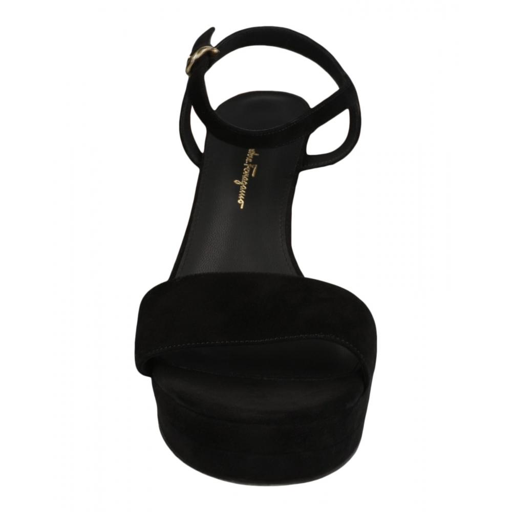 Salvatore Ferragamo Trento 2 Suede Platform Sandals Black