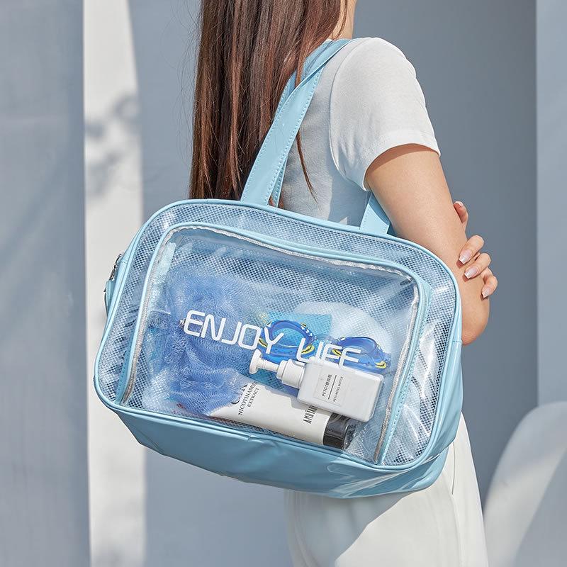 Waterproof Wet/Dry Beach & Fitness Toiletry Bag - Large Capacity Handheld Storage for Makeup & Swimming Gear