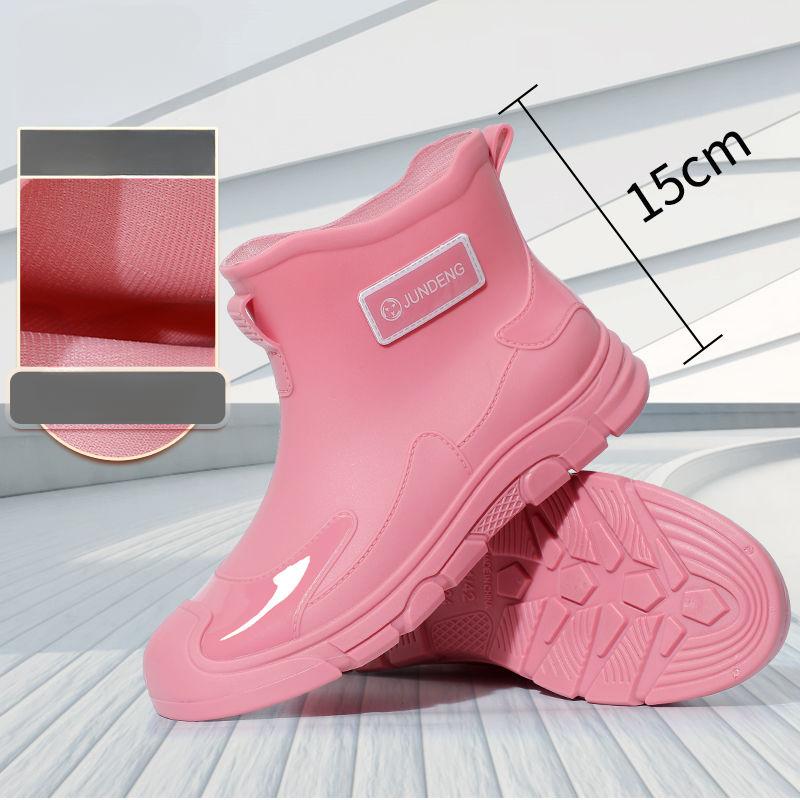 Short-tube Rain Boots, Low-tube Fashion Waterproof Work Non-slip Shoes, Rain Boots, Kitchen Women's Warm Rubber Shoes, Men's Models