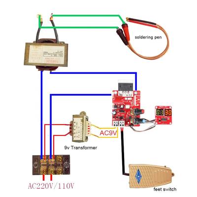 Punktschweißgerät Modul Einstellbare Zeit Strom Transformator Controllerplatine Digitalanzeige Tragbar DIY Batteriezubehör