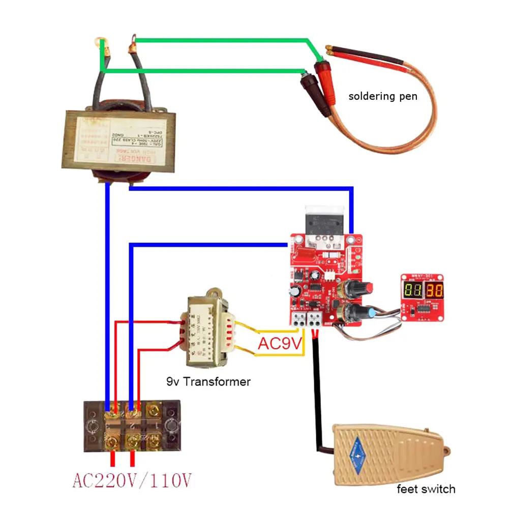 Spot Welding Machine Control Board Adjustable Time Current Transformer Controller Board Digital Display DIY Battery Accessories