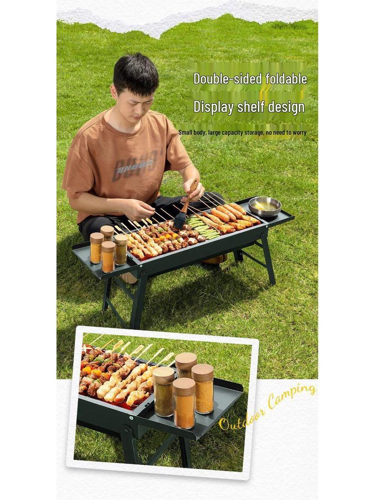 Portable Folding Charcoal Grill Set for Outdoor Camping and Barbecues