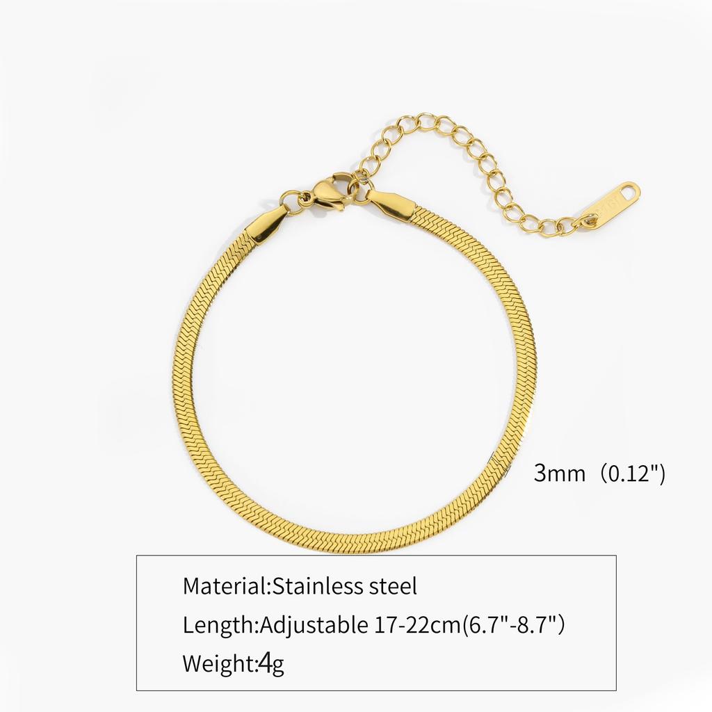 Hip Hop Stainless Steel Bracelet Gold Color Snake Chain Titanium Steel Bracelet For Women Men Fashion Jewelry Accessories