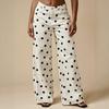 Jeans de Moda Casual Sueltos Estampados Estilo Nuevo 2026 Europeos y Americanos de Cintura Media Sin Estirar con Lunares Negros para Mujer
