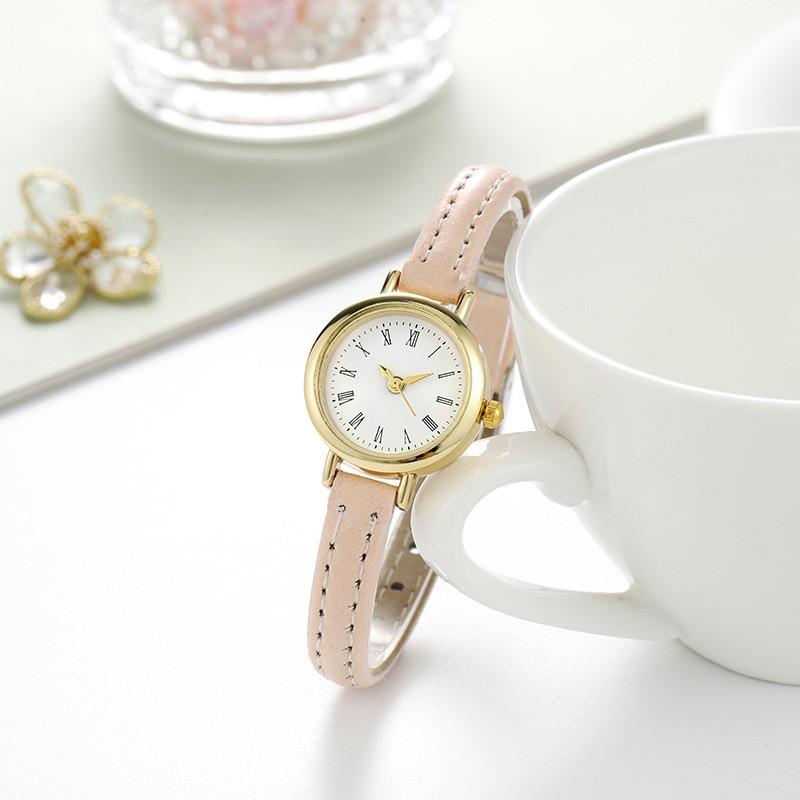 Quartz Watch Academy Style Simple Ultra-Small Dial Retro Literary Fine Strap Small Watch Women
