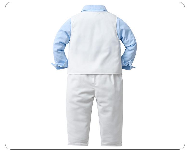 British Gentleman Christening Outfit: Boys' Long-Sleeve Three-Piece Set for Spring & Autumn