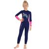 Girls Wetsuit Long Sleeve Diving Swimsuit with Safety Zipper Quick Dry One Piece Surf Suit for Water Sports