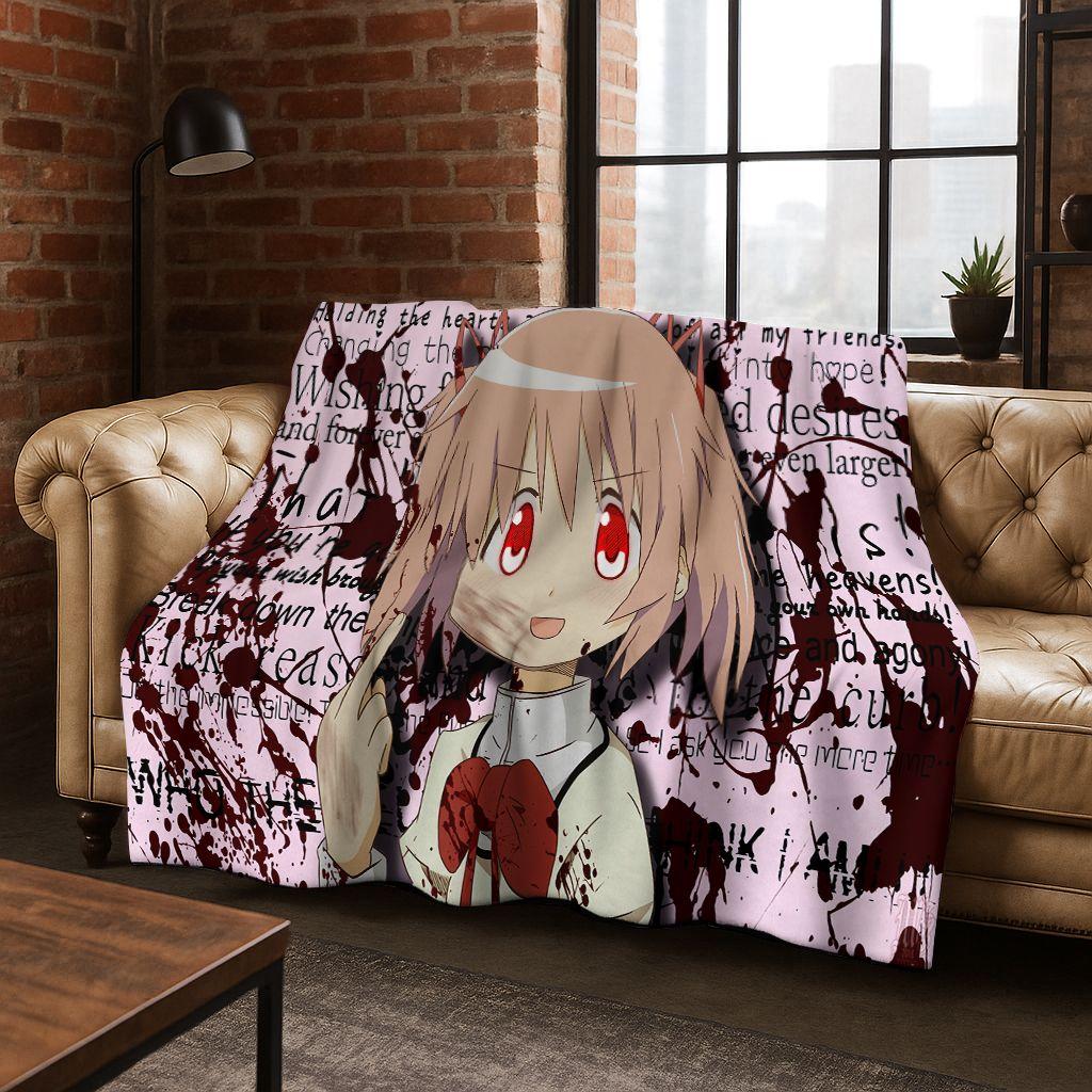

Cartoon Puella Magi Madoka Magica Girl Anime Art Flannel Blanket,Cozy Soft Throw Blanket for Home Bedroom Bed Sofa Cover Kids 75x90cm