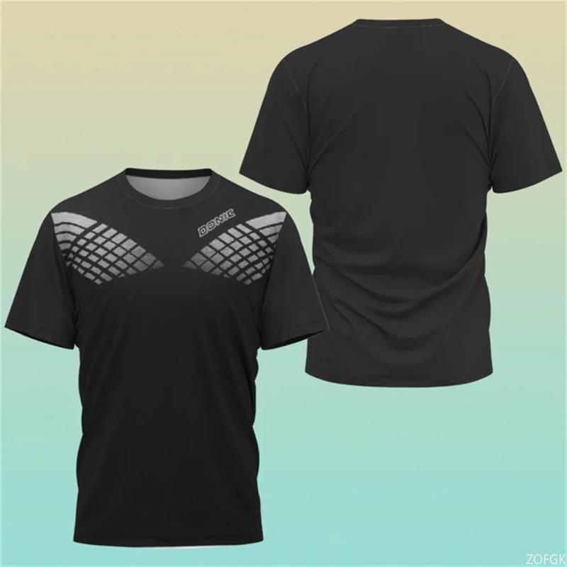 Neues Heißes 3D-Druck Boutique Tischtennishemd Trainings-T-Shirt Schweißaufnahme Bequemes Oberteil Badminton Sport Rundhals O N
