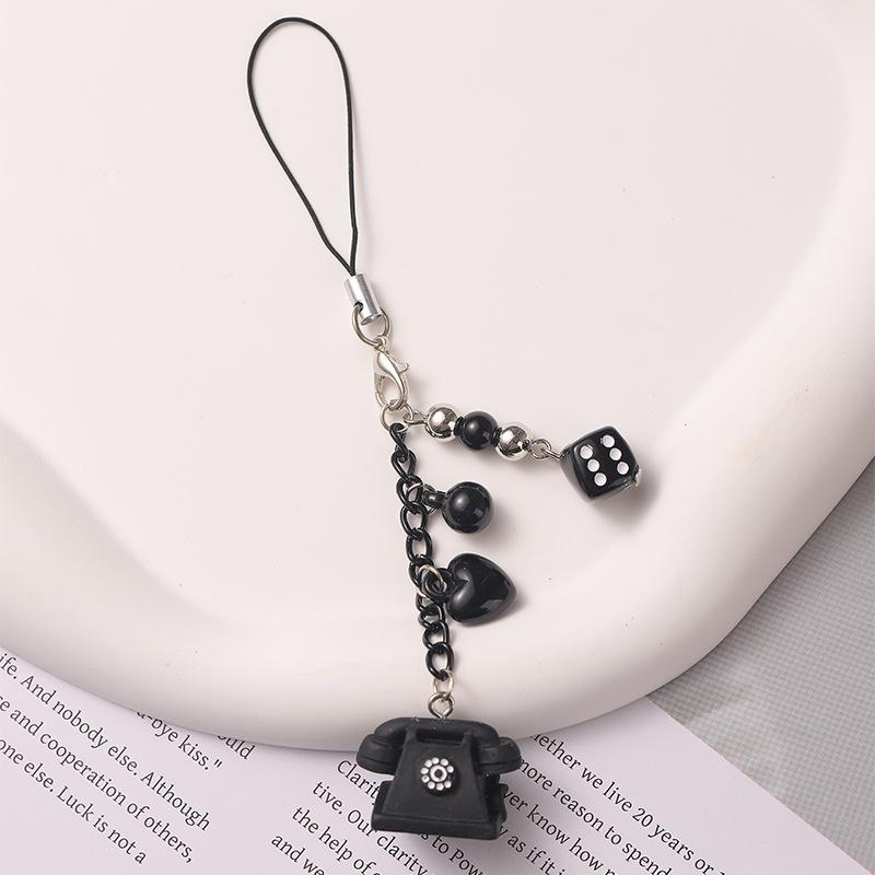 Personalized cool black retro phone mobile phone pendant bag pendant dice ccd camera lanyard keychain bag hanging