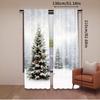 Set Of 2 Modern Christmas Curtain Natural Winter Forest Snowflake Snowfall White Snow Tree Home Party Decoration Simplistic Drapes Made Polyester