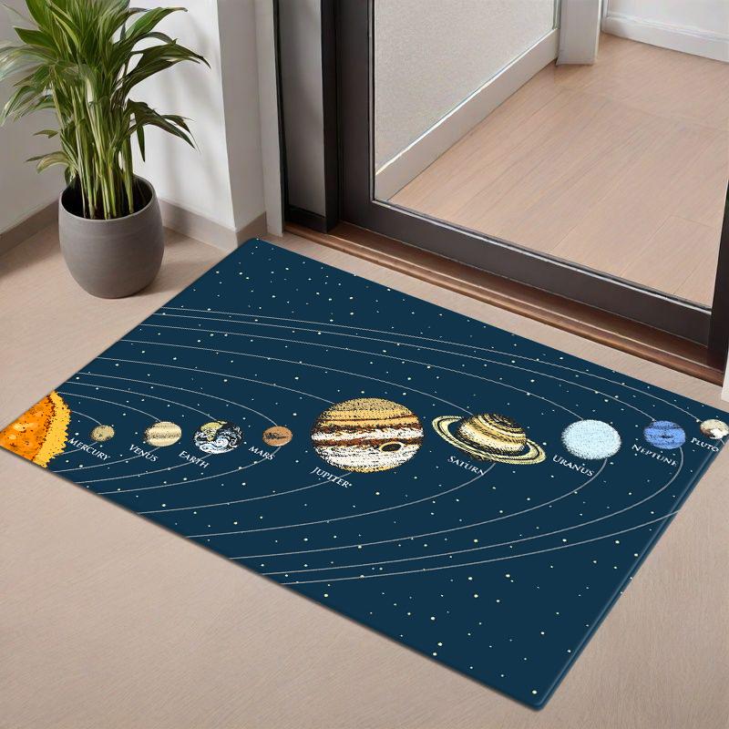 .Cartoon 3D Planeten Universum Muster Fußmatte Memory-Schaum Ultraweich Saugfähig Bodenmatte für Küche Schlafzimmer Toilette Waschraum