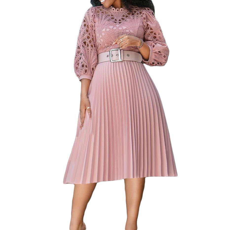 New Fashion Plus Size Lace Patchwork Dress - European & American Style
