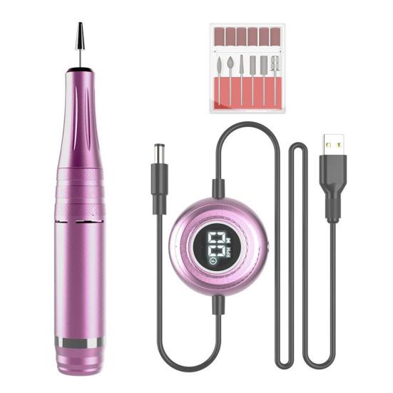 Electric Nail Polisher with 6 Attachments USB Manicure Tool for Fingernails And Toenails High Speed 35000RPM Nail Machine for Home And Salon Use