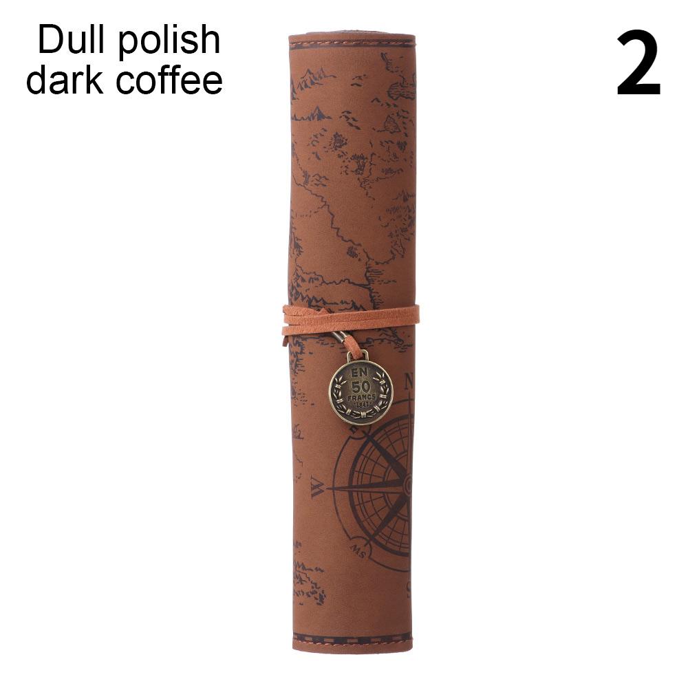 1 PCS Retro Treasure Map Roll Pencil Case PU Leather Big Capacity Pen Bag Makeup Brush Pouch Pencilcase School Stationery Supplies