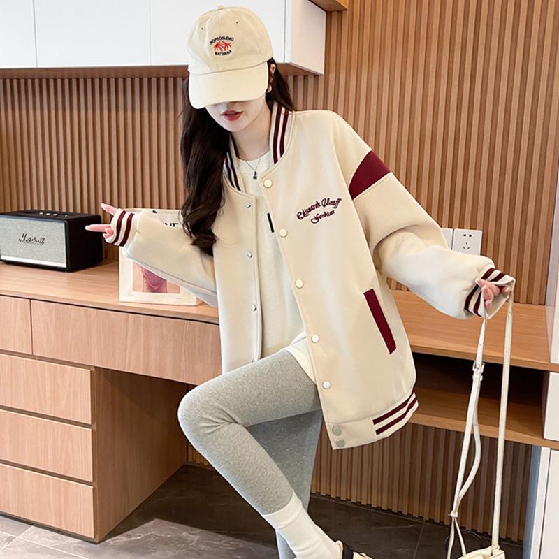 2025 New Arrival Women's Fleece Baseball Hoodie for Junior & Senior High School - Early Autumn/Spring