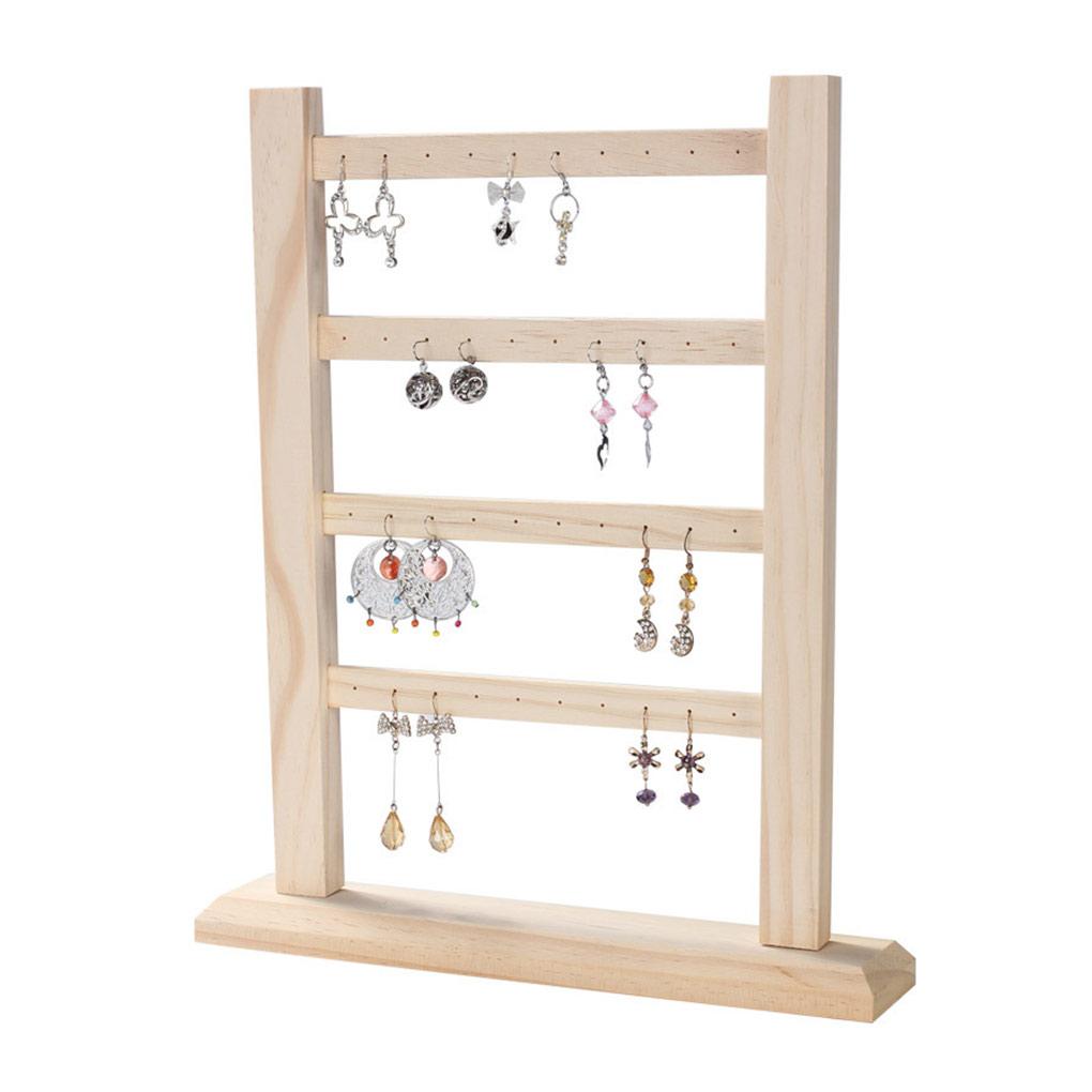 Organizzatore in Legno a 4 Strati Espositore per Oggetti di Scena Fotografica Gioielli Orecchini Ciondoli Collane Supporto Espositore Stoccaggio Showroom