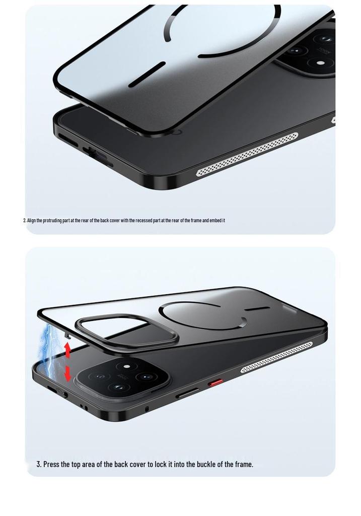 IQOO15 Cooling Metal Frame Phone Case: Snap-On Hard Shell with Frosted Back & Magnetic Ring