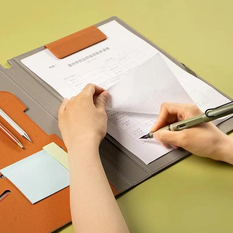 12.9x9.6in A4 Leather Business Padfolio Portfolio Folder Magnetic Clipboard Conference Folders Document Card Organizer Office