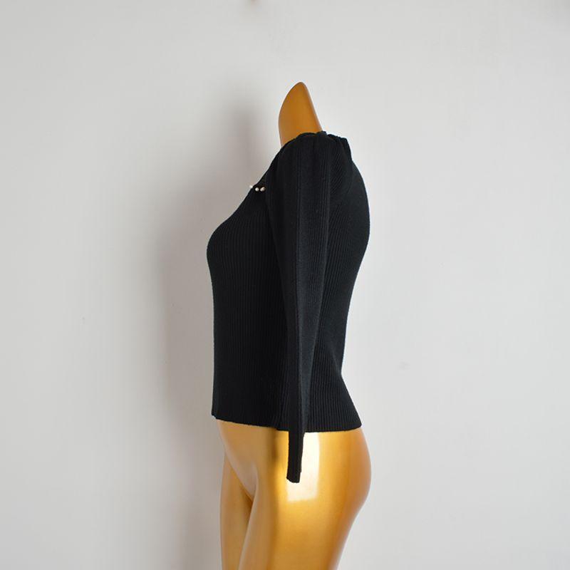 Fall and Winter New Arrival Half Turtleneck Gauze Knitting Bottoming Shirt Women's Black Sweater Silm Slim Looking Long-Sleeved Versatile Top