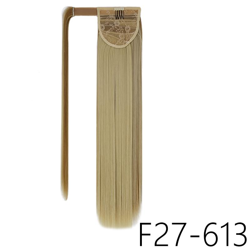 MERISIHAIR Women Long Straight Ponytail Wig Black Brown Synthetic High Temperature Fiber Ponytail Hair Extensions Daily Use