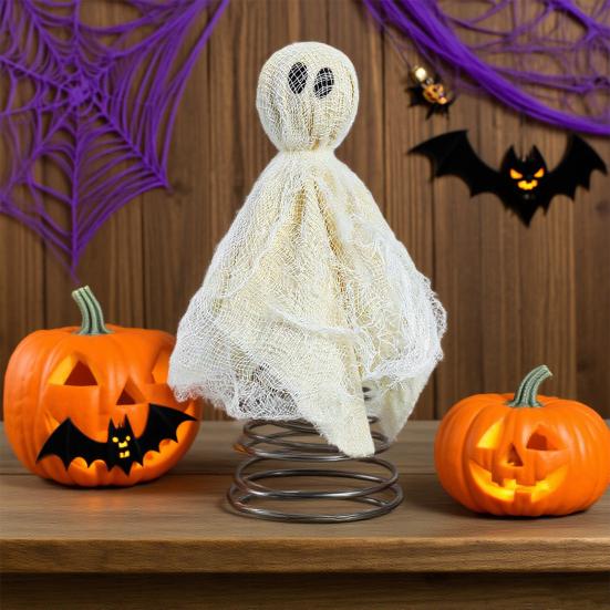 Halloween Ghost Tree Topper Spooky Small Gauze Ghost Christmas Treetop Ornaments for Halloween Party Home Decor