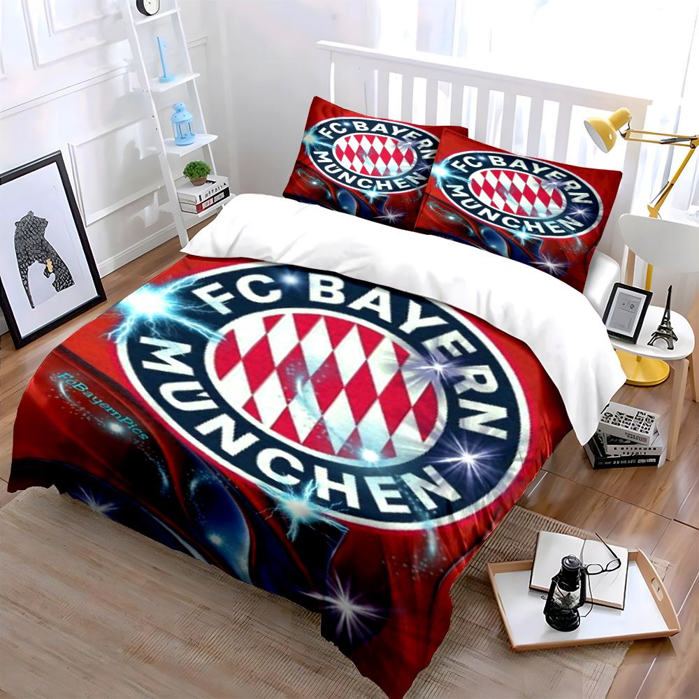 Bayern Mnichov Logo Povlečení Sada Povlečení Povlak na přikrývku Sada Povlaků na přikrývku Povlaky na polštáře Domácí dekorace (1 * Povlak na peřinu 2 * Povlaky na polštář, bez náplně do peřiny)