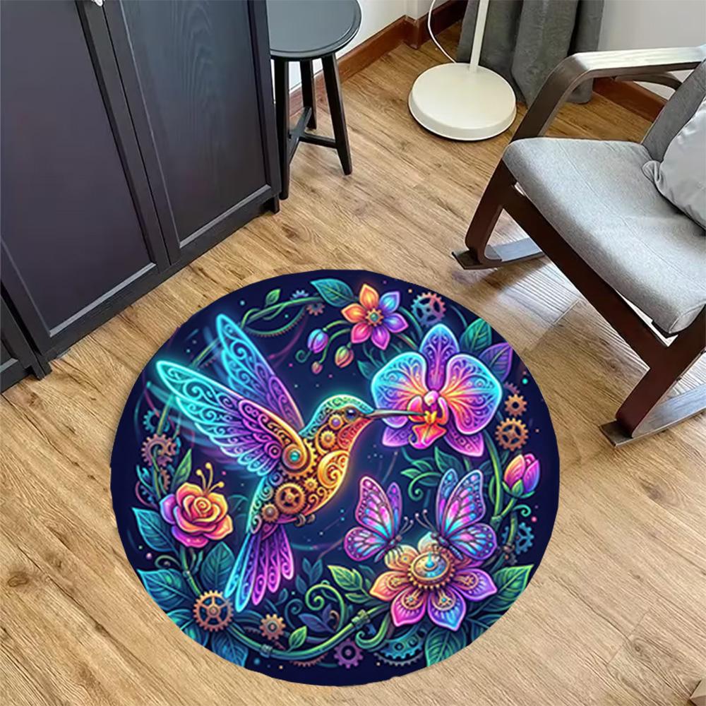 1pc home carpet design for office decor gift living room bedroom non slip colorful hummingbird flowers rug