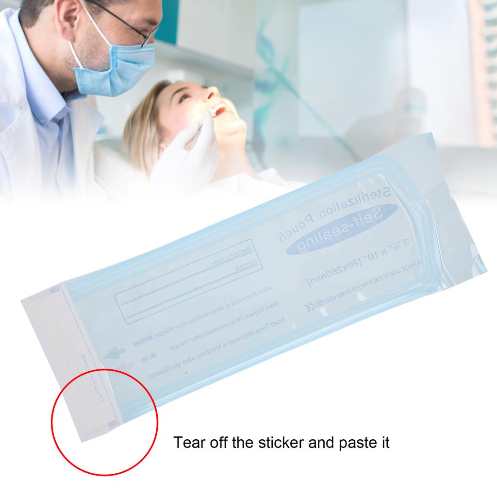200pcs / Box 90 X 260mm Self Sealing Dental Pouch Disposable Dental Tattoo Tool Storage Bag