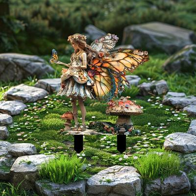 Fairy Garden Decorations Outdoor,  Acrylic Mushroom Fairy Yard Art Stakes, Whimsical Forest Spirit Garden Sign, Weatherproof Plant Pot Inserts for